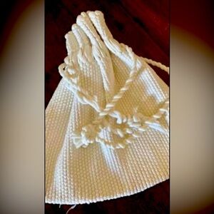 Drawstring Crochet Bag / White Pouch purse / Sachet Crocheted